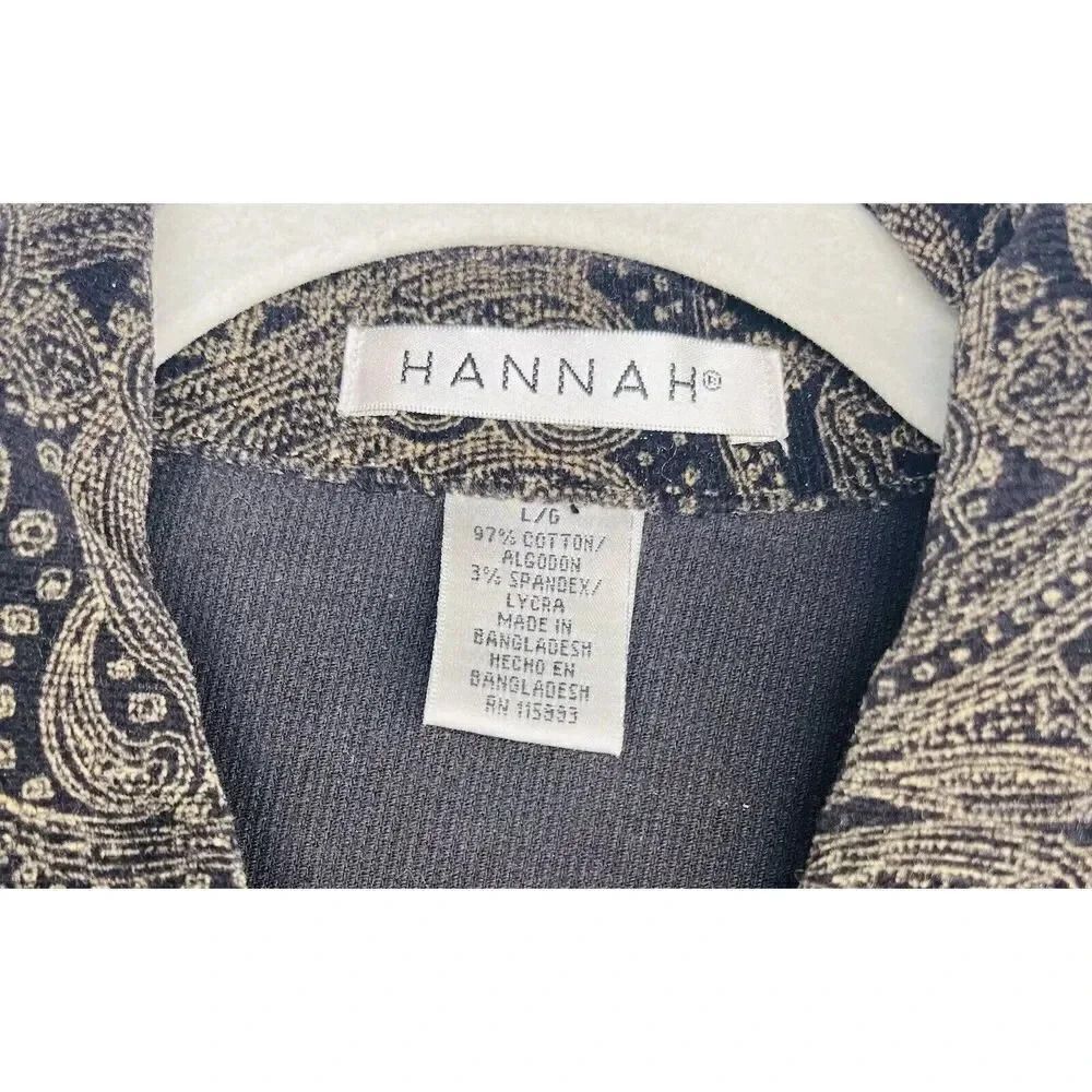 Hannah Corduroy Jacket Size Large Brown Black Metal Button Pocket - Picture 3 of 10